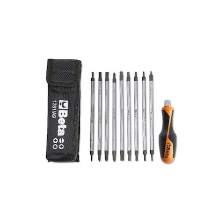 Beta 1281 BG Set of 9 Reversible Screwdriver Bits and 1 Handle with Case 012810520